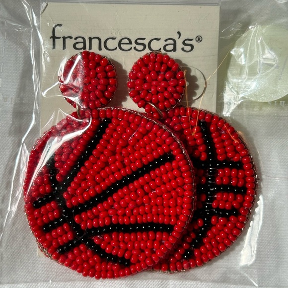 Basketball Seed Beaded Drop Earrings - Picture 3 of 3